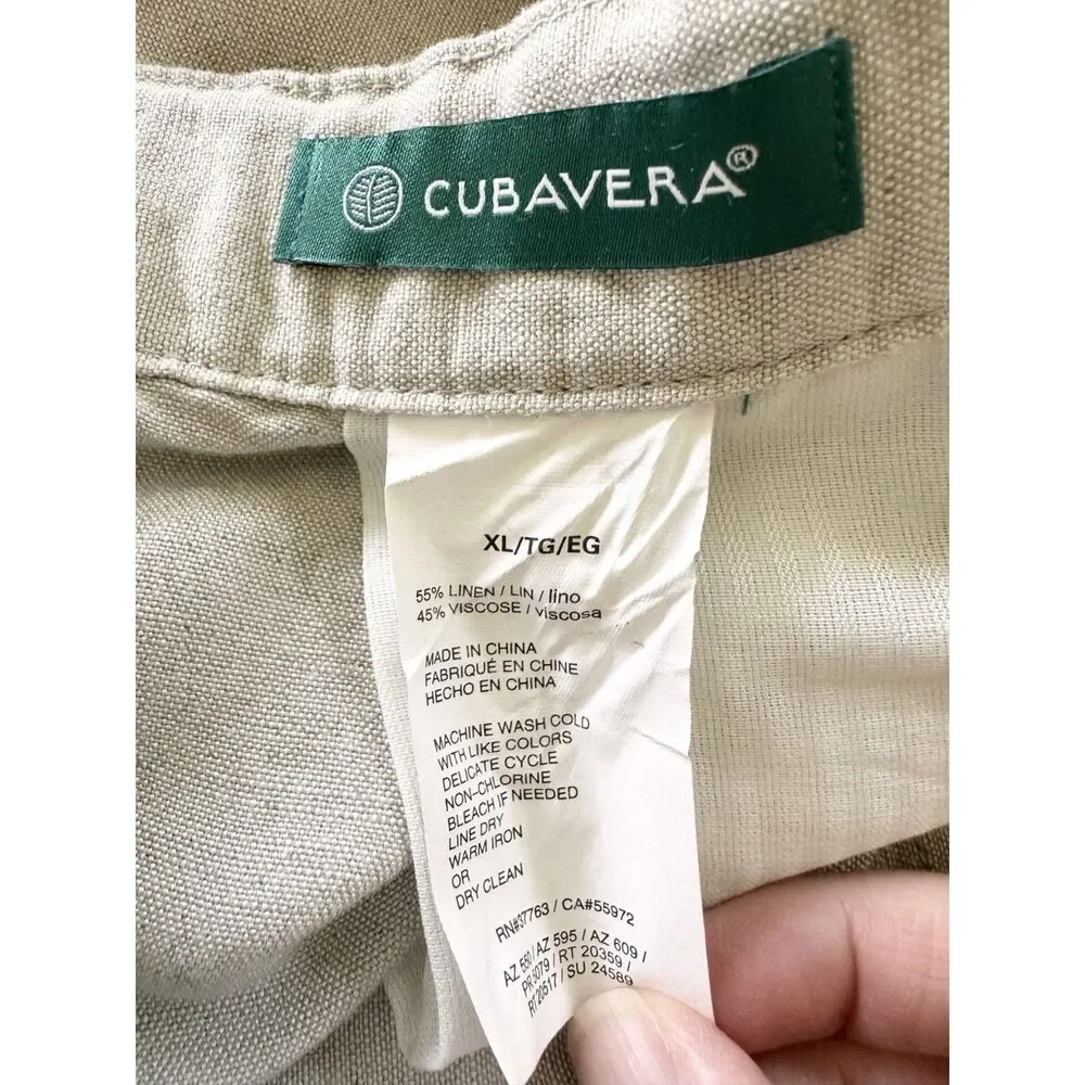 Cubavera Linen Blend Pants Mens XL Beige Drawstring Classic Fit Resort Beach